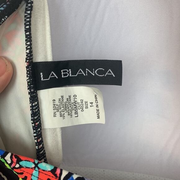 La Blanca womens 14 large one piece swimsuit bathing multicolor halter padded sl - Picture 3 of 10